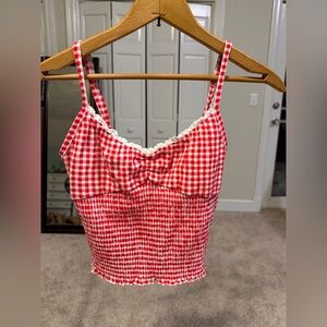 No Boundaries Red and White Gingham Camisole